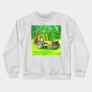 Artistic illustration of a yellow tractor and backhoe Crewneck Sweatshirt